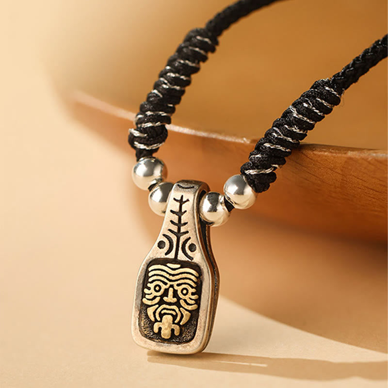 Tibetan 925 Sterling Silver Zakiram Goddess of Wealth Protection Rope Necklace Pendant
