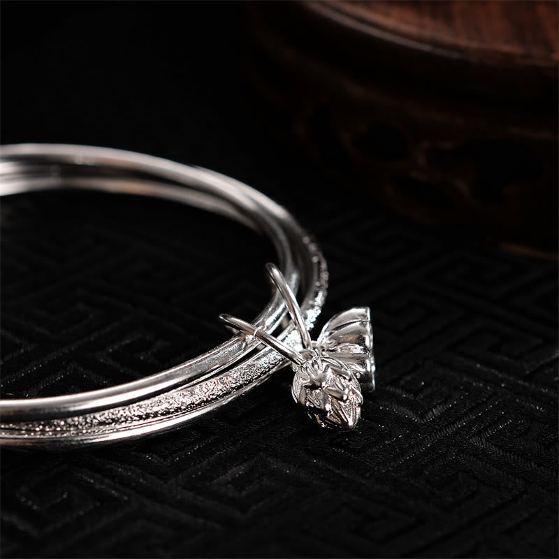 Lotus Flower Pod White Copper New Beginning Bracelet Bangle