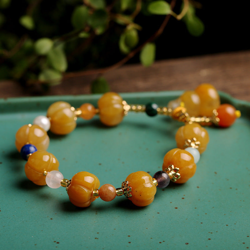 Golden Silk Jade Pixiu Wealth Bracelet