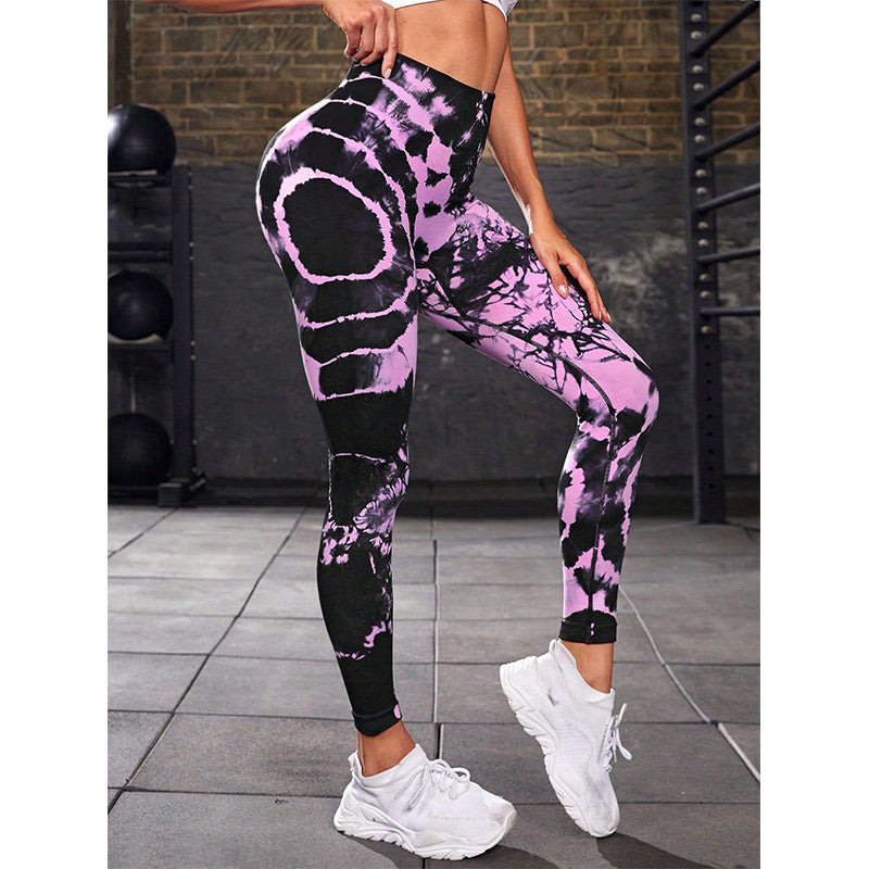 Tie Dye Print Pants Sports Fitness Yoga High Waist Leggings Women's Yoga Pants