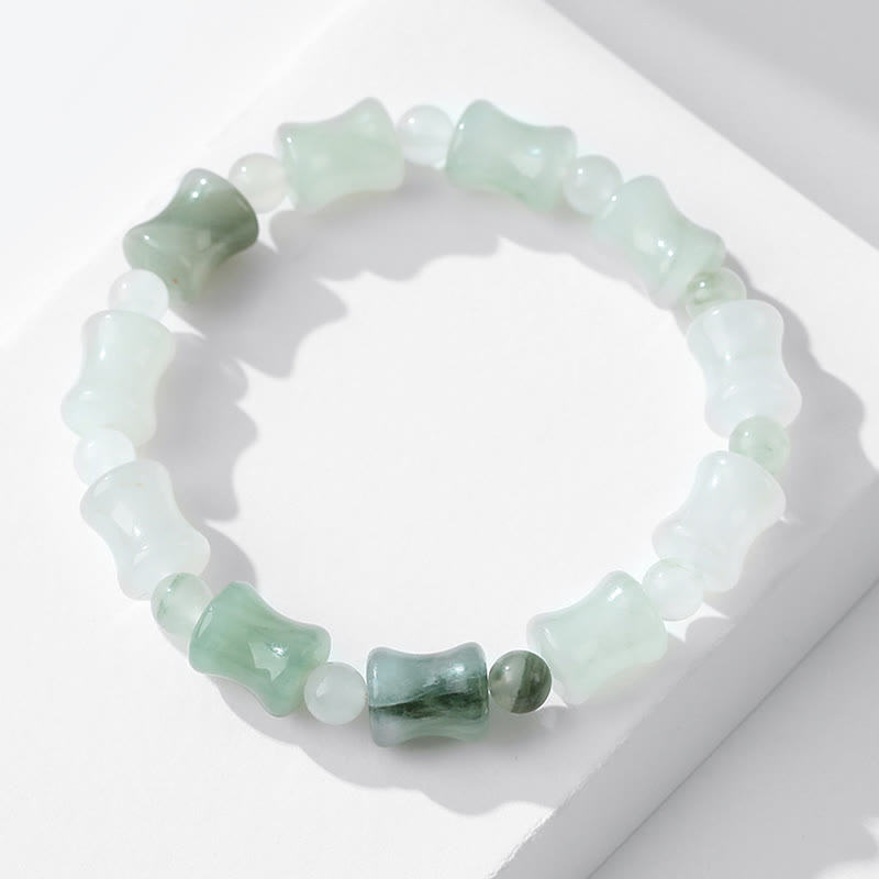 Zeniora Jade & Bamboo Pattern Elastic Bracelet
