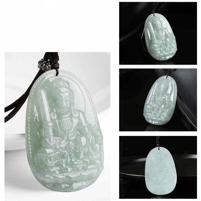 Chinese Zodiac Natal Buddha Jade Wealth Prosperity Necklace Pendant