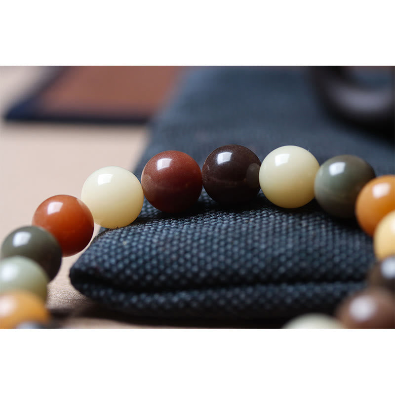 Natural Bodhi Seed and Gradient Liuli Glass Charm Serenity Bracelet