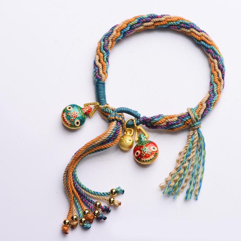 Vibrant Braided Colorful String Pixiu and Endless Knot Symbol Bracelet