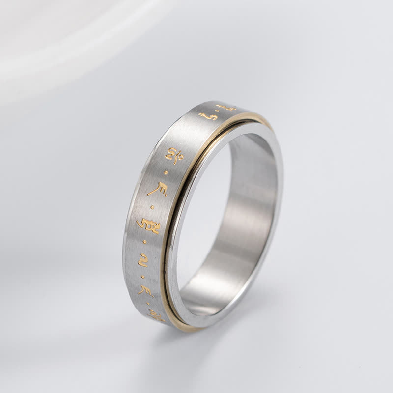 Minimalist Rotatable Mantra Titanium Steel Kinetic Balance Ring