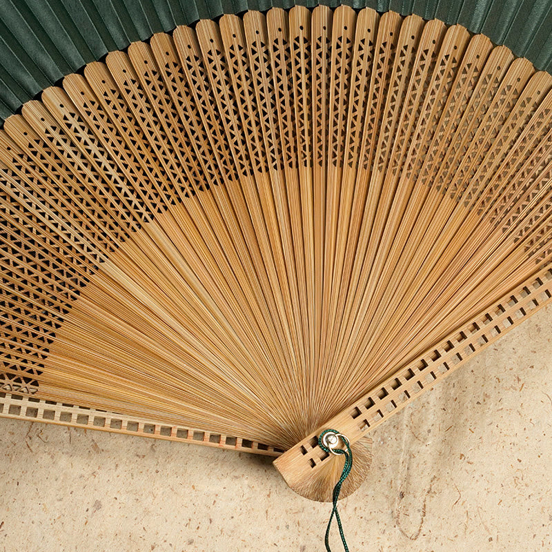 Vintage Handheld Folding Fan With Bamboo Frames