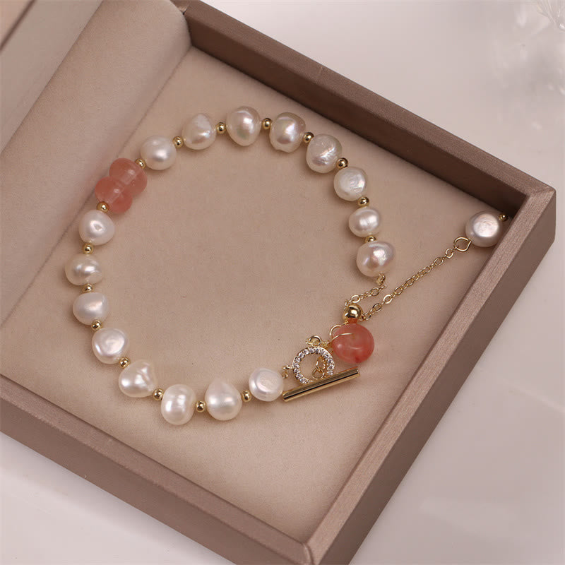 Pearl Green Strawberry Quartz Bead Healing Chain Bracelet