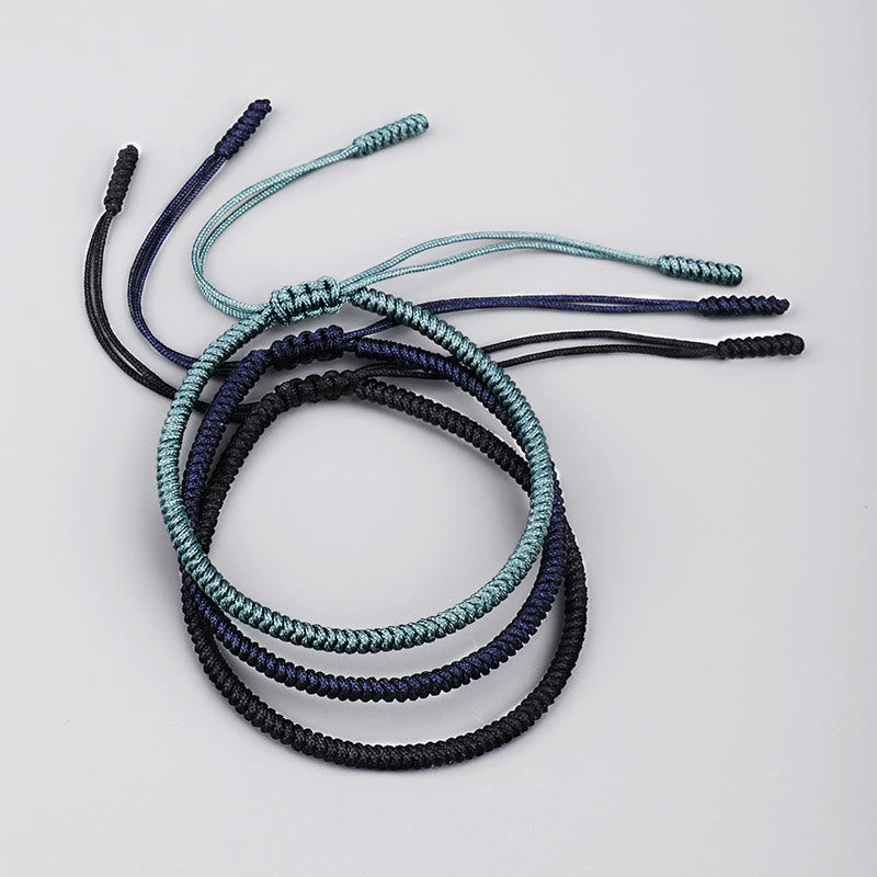 Handcrafted Tibetan Vajra Knot Adjustable Cord Bracelet 3-Piece Set