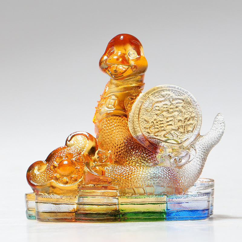 Year of the Dragon Handmade 12 Chinese Zodiac Liuli Crystal Art Piece Protection Home Office Decoration