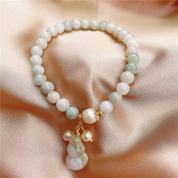 Handmade Natural Jade Wu Lou Gourd Charm Bracelet
