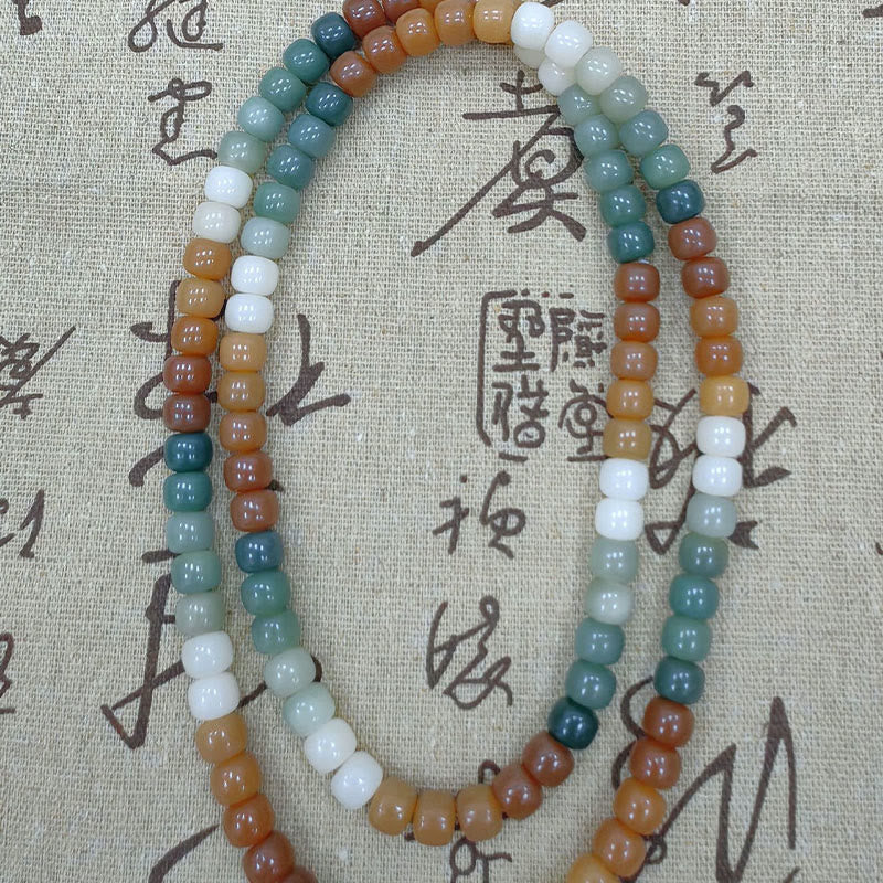 108 Mala Beads Gradient Bodhi Seed Green Tara Buddha Engraved Peace Harmony Bracelet