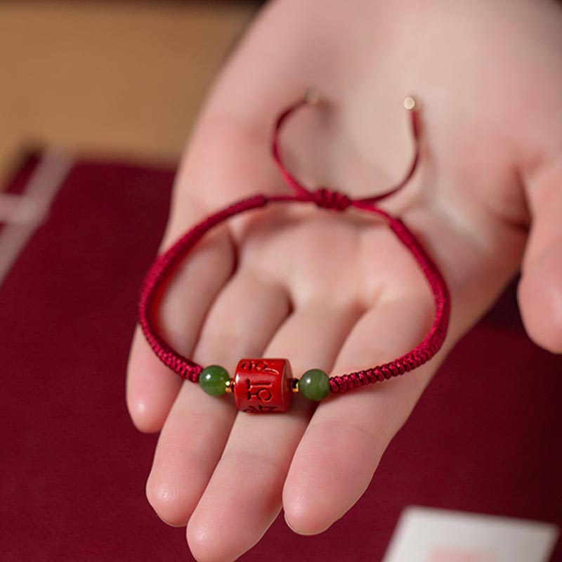 Braided Cinnabar Om Mani Padme Hum Mantra Red String Bracelet