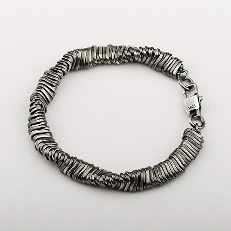 Vintage Twisted Chain 925 Sterling Silver Bracelet with Lock Clasp