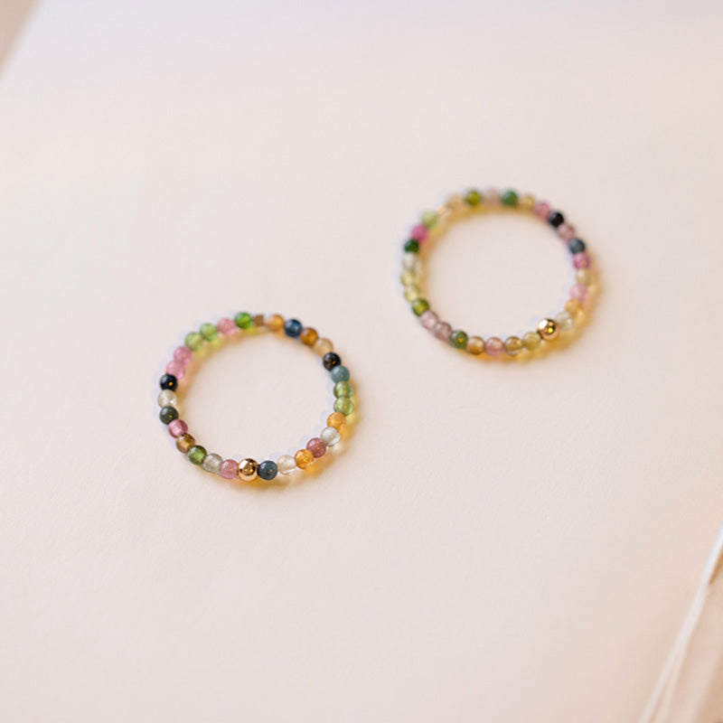 Natural Tourmaline Gold-Plated Ring for Uplifting Energy Resonance