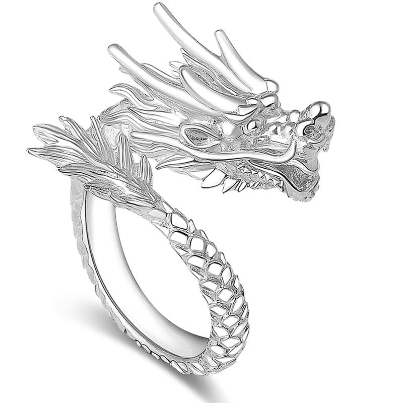 Vintage 990 Sterling Silver Dragon Adjustable Ring for Men and Women