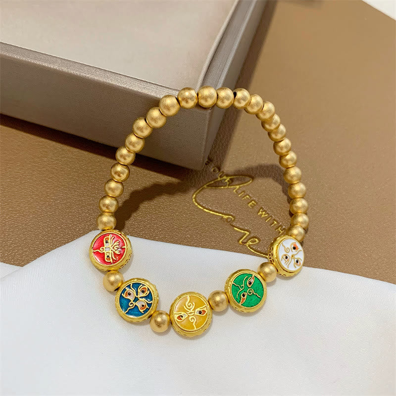 Tibetan Five Deities Gold & Copper Beaded Abundance Bracelet