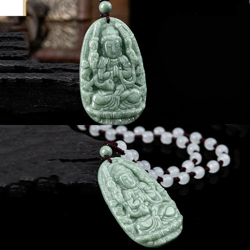 Chinese Zodiac Natal Buddha Natural Jade Wealth Prosperity Necklace Pendant (Extra 30% Off | USE CODE: FS30)