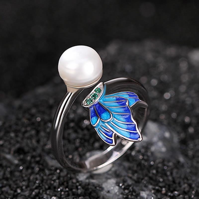 925 Sterling Silver Pearl Butterfly Healing Necklace Pendant Earrings Ring