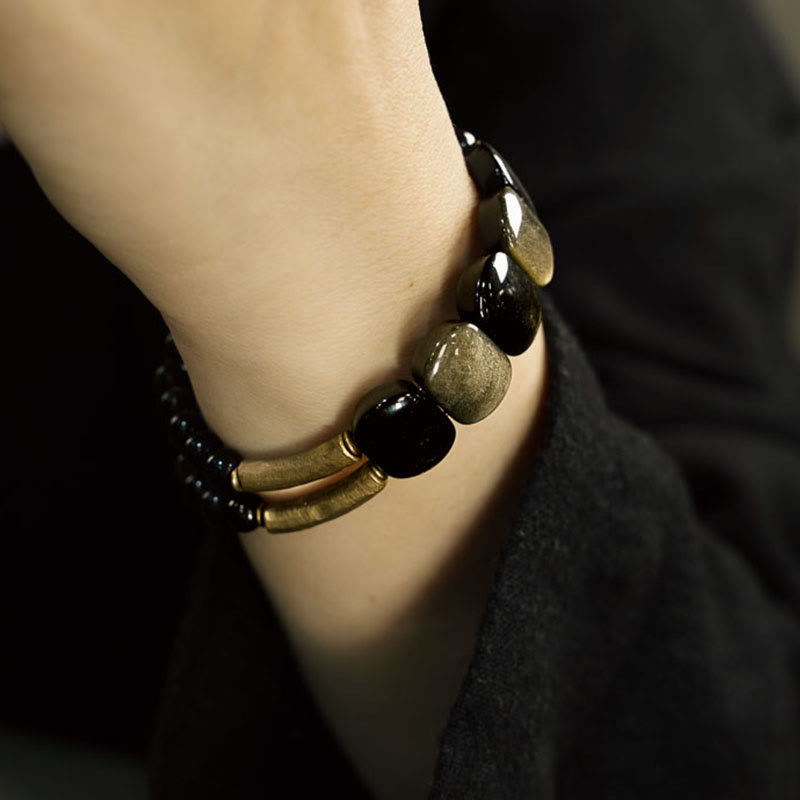 Black Obsidian Gold Sheen Obsidian Strengthen Bracelet