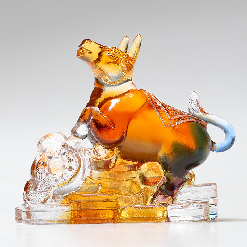 Year of the Dragon Handmade 12 Chinese Zodiac Liuli Crystal Art Piece Protection Home Office Decoration