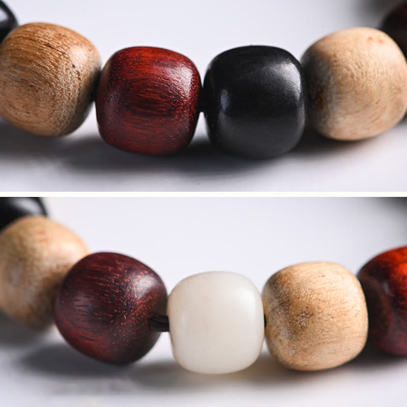 Cute Cat Engraved Sandalwood & Ebony Wood Energy Bracelet
