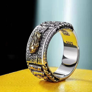 Sterling Silver & Copper Pixiu Prayer Wheel Spinning Couple Ring
