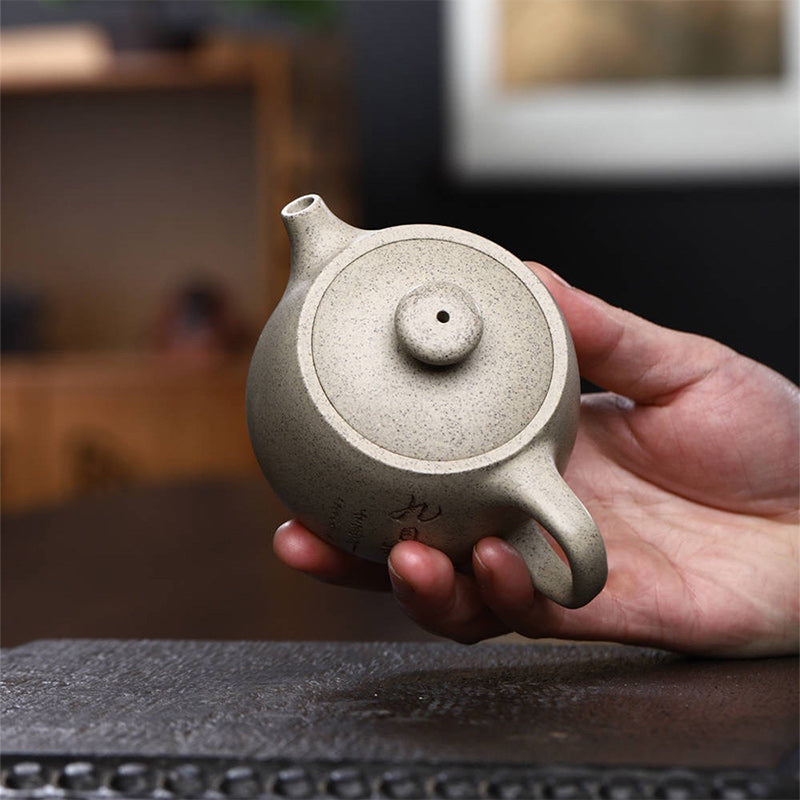 Yixing Semi-handmade Beige Purple Clay Kung Fu Teapot 200ml