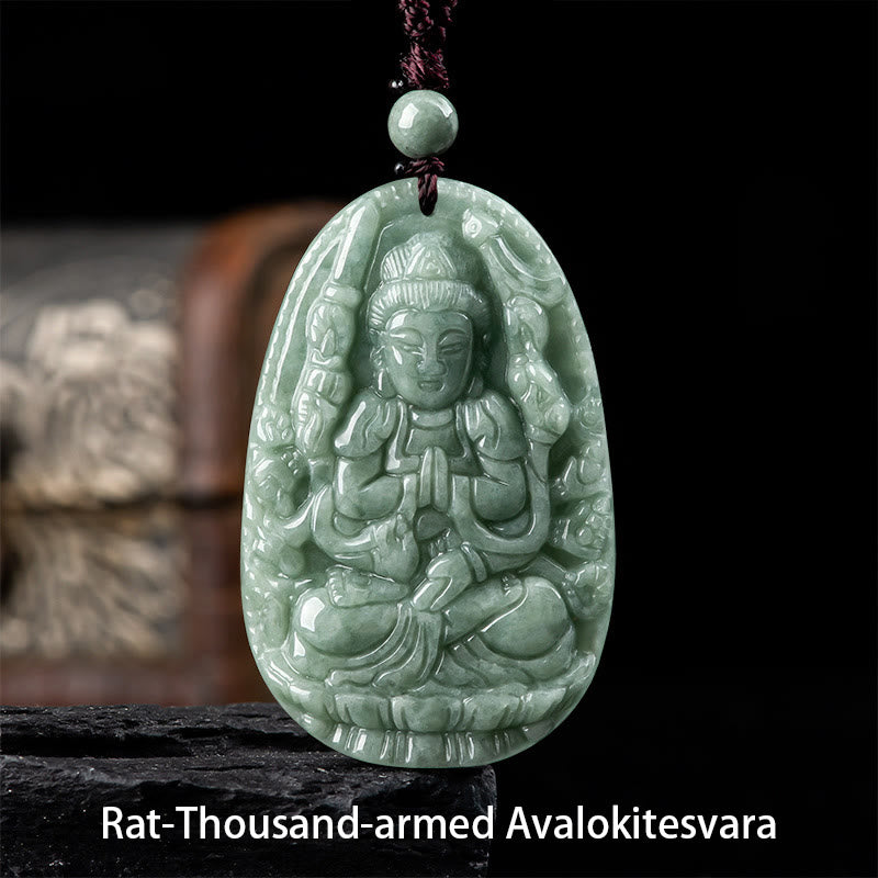 Chinese Zodiac Natal Buddha Natural Jade Wealth Prosperity Necklace Pendant (Extra 30% Off | USE CODE: FS30)