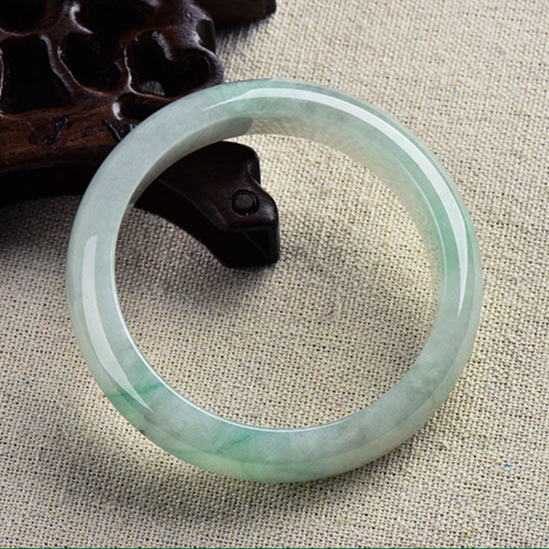 Authentic Natural Jade Hand-Carved Solid Stone Bangle Bracelet