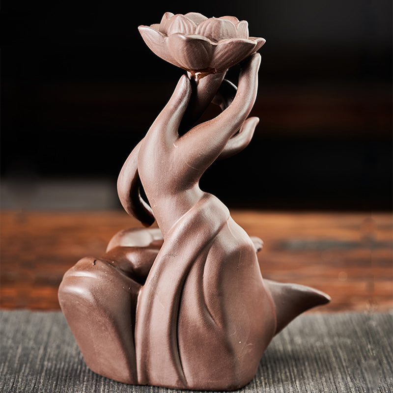 Zen Buddha and Lotus Bergamot Healing Ceramic Incense Burner