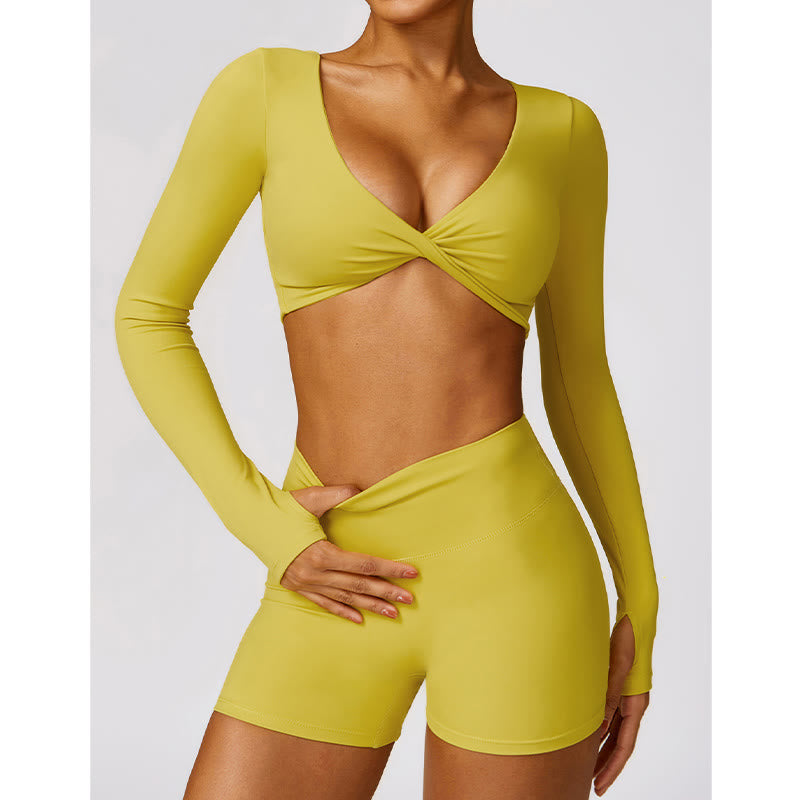 Gym Sports Yoga Backless Bra Crop Tank Top Breathable Shorts
