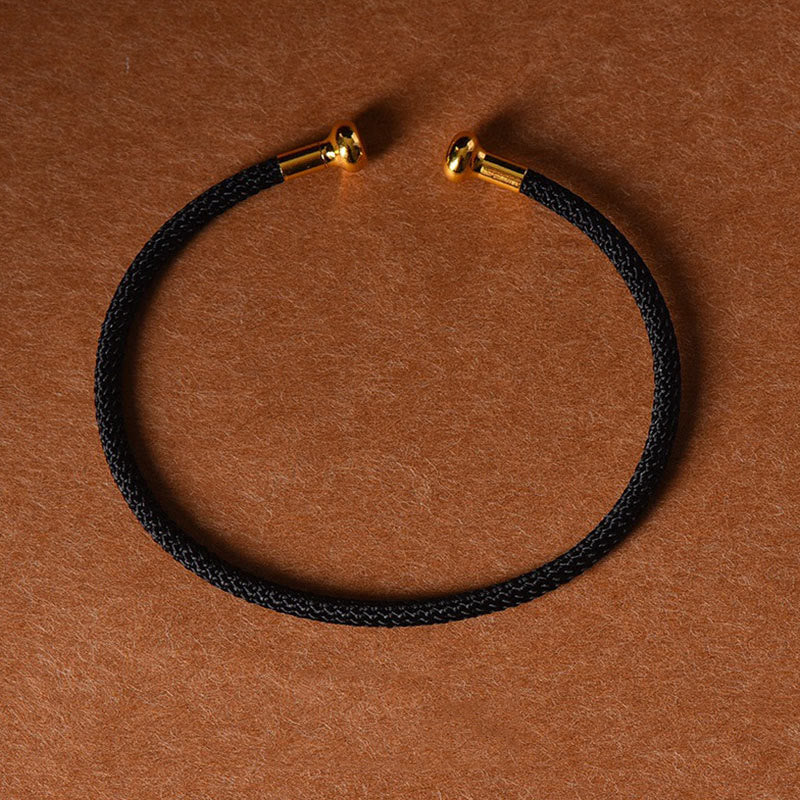 Handmade Minimalist Braided Red String Bracelet with Gold and Copper Accents