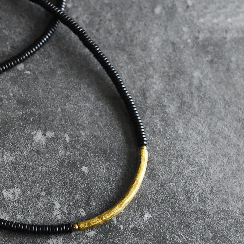 Ebony Wood Brass Copper Balance Multilayered Bracelet