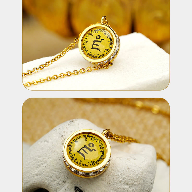 Tibetan Yellow God Of Wealth Green Tara Buddha Serenity Titanium Steel Necklace Pendant