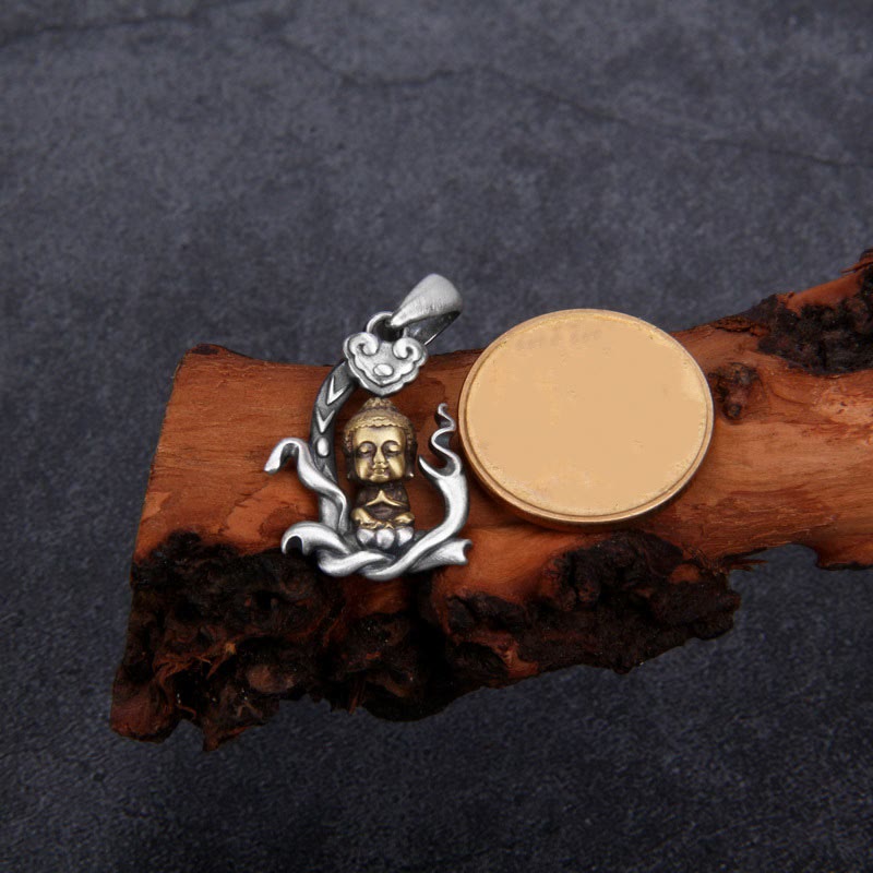 925 Sterling Silver Zen Buddha Ruyi Handle Compassion Necklace Pendant