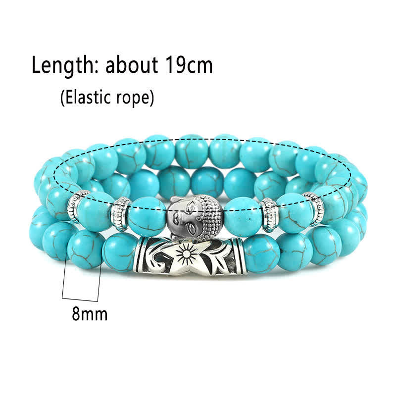2Pcs Natural Crystal Agate Buddha Protection Bracelet