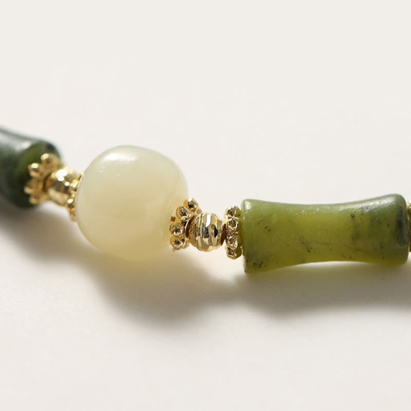 Glass Bead Bamboo Luck Strength Chain Bracelet