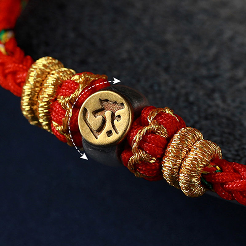 Hand-Braided Red String Sterling Silver Zodiac Guardian Buddha Bracelet