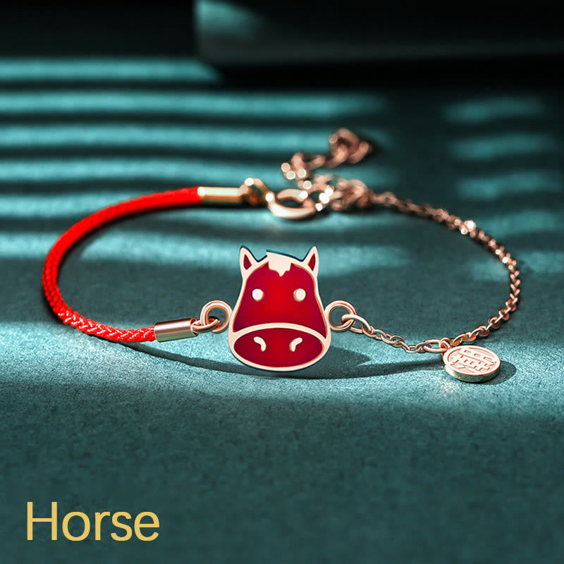 925 Sterling Silver Color-changing Chinese Zodiac Luck Protection Red String Chain Bracelet
