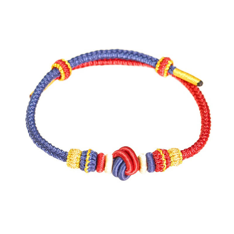 Two-Color Rope Handcrafted Eight Thread Peace Knot Luck Connection Bracelet