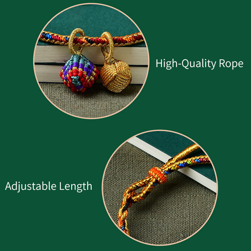 Colorful Rope Luck Handmade Zongzi Golden Ball Charm Bracelet