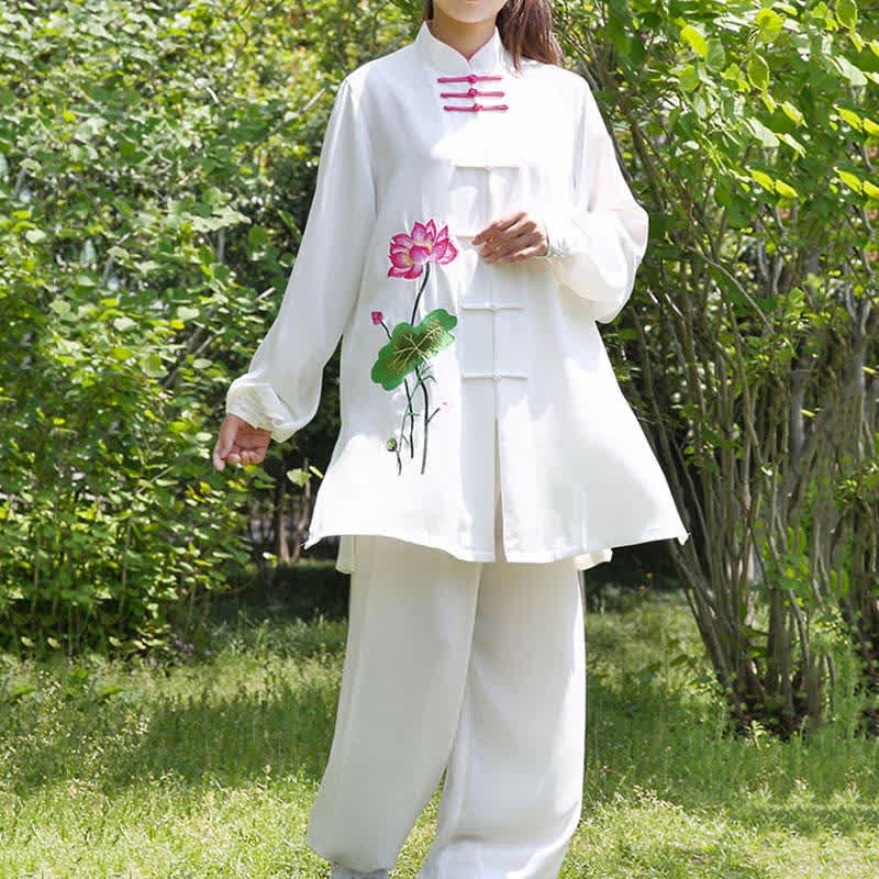 Lotus Print Flowing Qi Gong Meditation Two-Piece Set