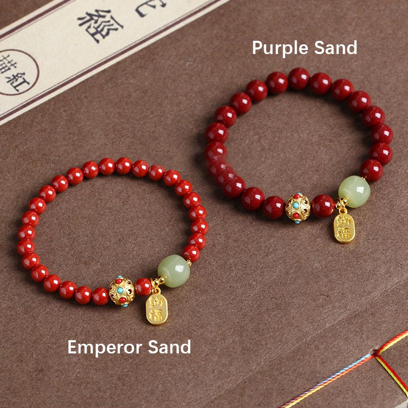Cinnabar Green Aventurine Fortune Protection Charm Bracelet