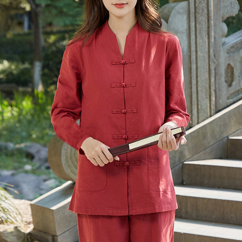 Handcrafted Cotton Linen Stand-Collar Meditation and Ritual Set