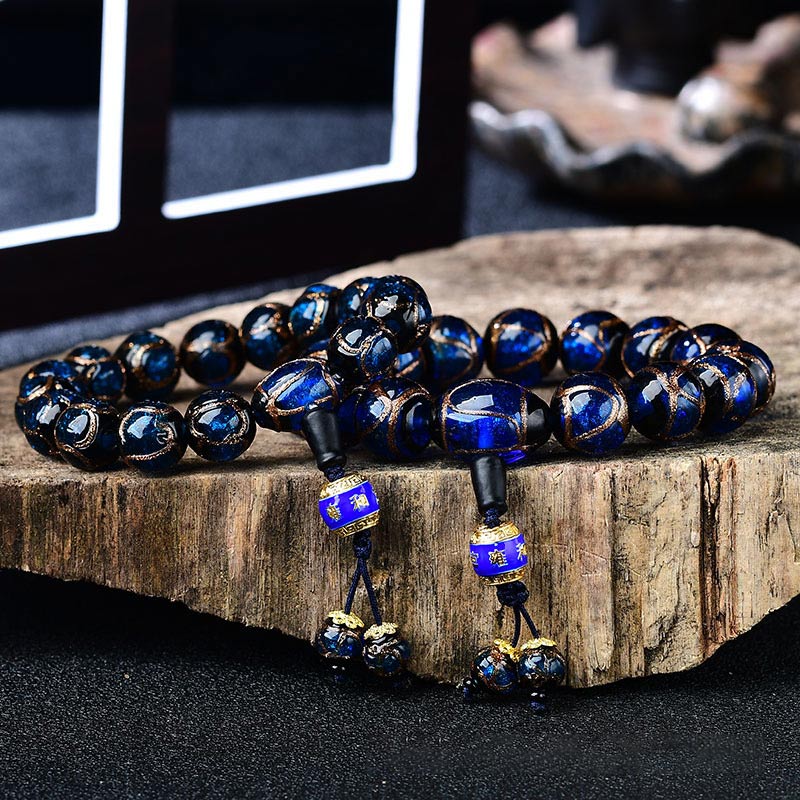 Tibetan Dragon Vein Agate Beaded Bracelet – 12mm & 14mm in Multi-Color Options