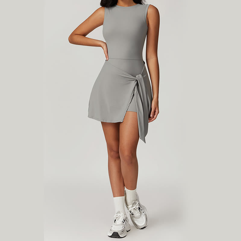 Solid Color Sports Tennis Yoga Lace-up Women Sports Dress