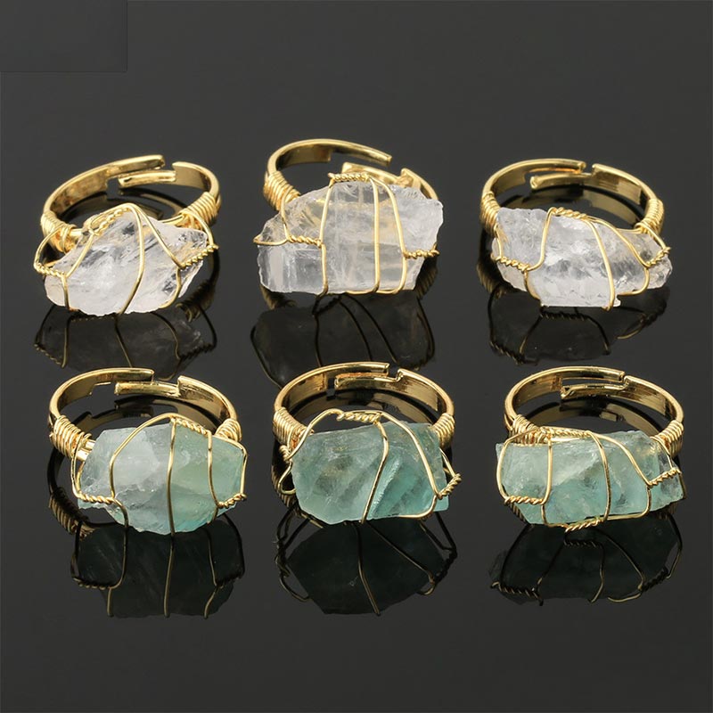 Natural Crystal Gemstone Amethyst Adjustable Ring