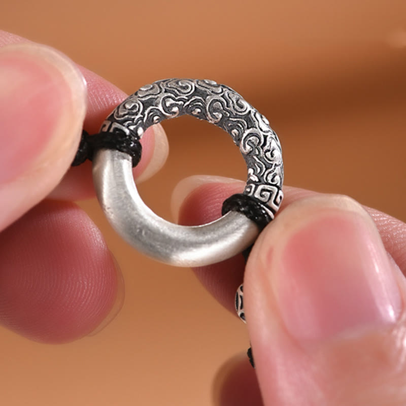 999 Sterling Silver Fu Character Peace Buckle Copper Coin Auspicious Clouds Fortune Bracelet