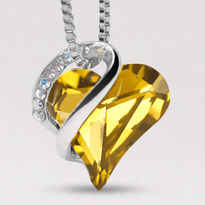 Love Heart Birthstone Healing Energy Necklace Pendant