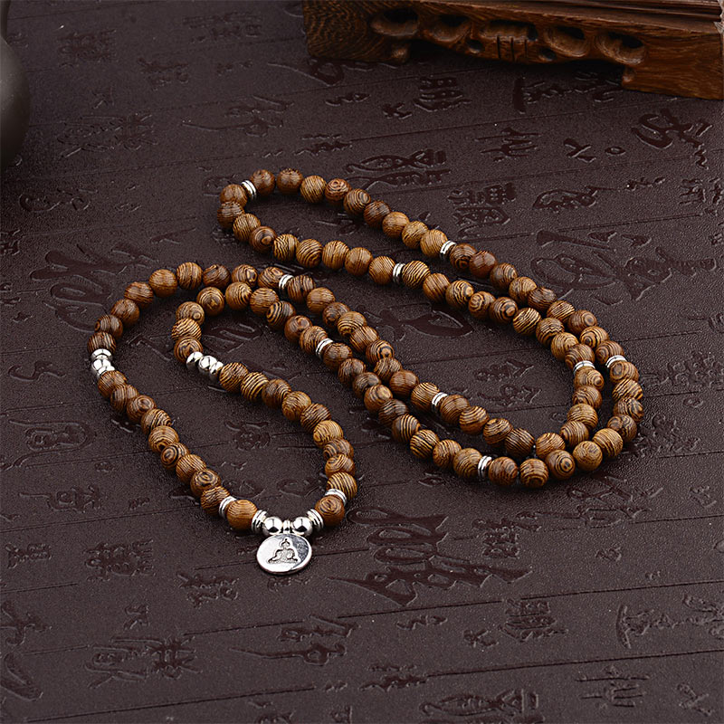 Tibetan Lightning Strike Wood Bracelet Lotus Buddha Mala